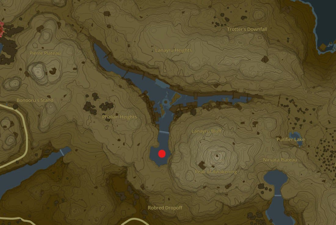 Emplacement du sanctuaire Yansamin dans Zelda Tears Of The Kingdom 
