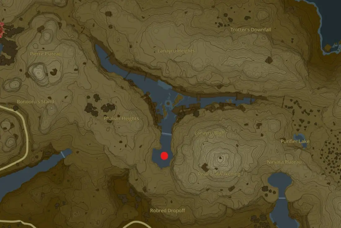Emplacement du sanctuaire Yansamin dans Zelda Tears Of The Kingdom
