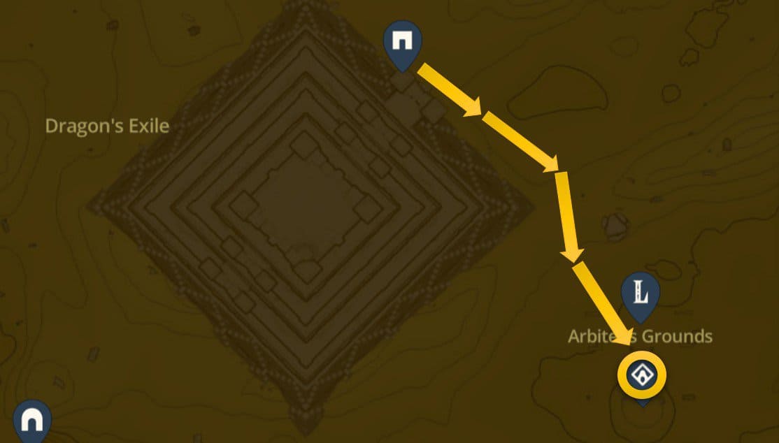 Emplacement de la carte du sanctuaire d'Irasak dans Zelda : TotK Gerudo Desert 