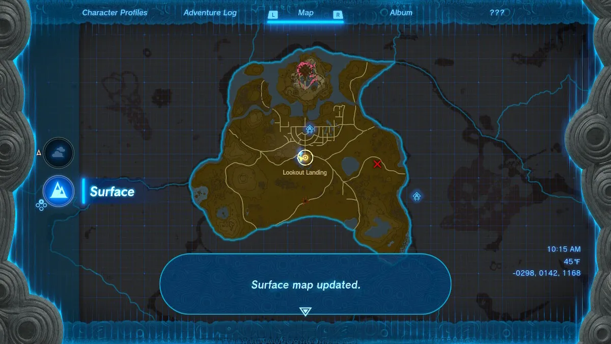 Mise à jour de la carte Zelda Tears Of The Kingdom