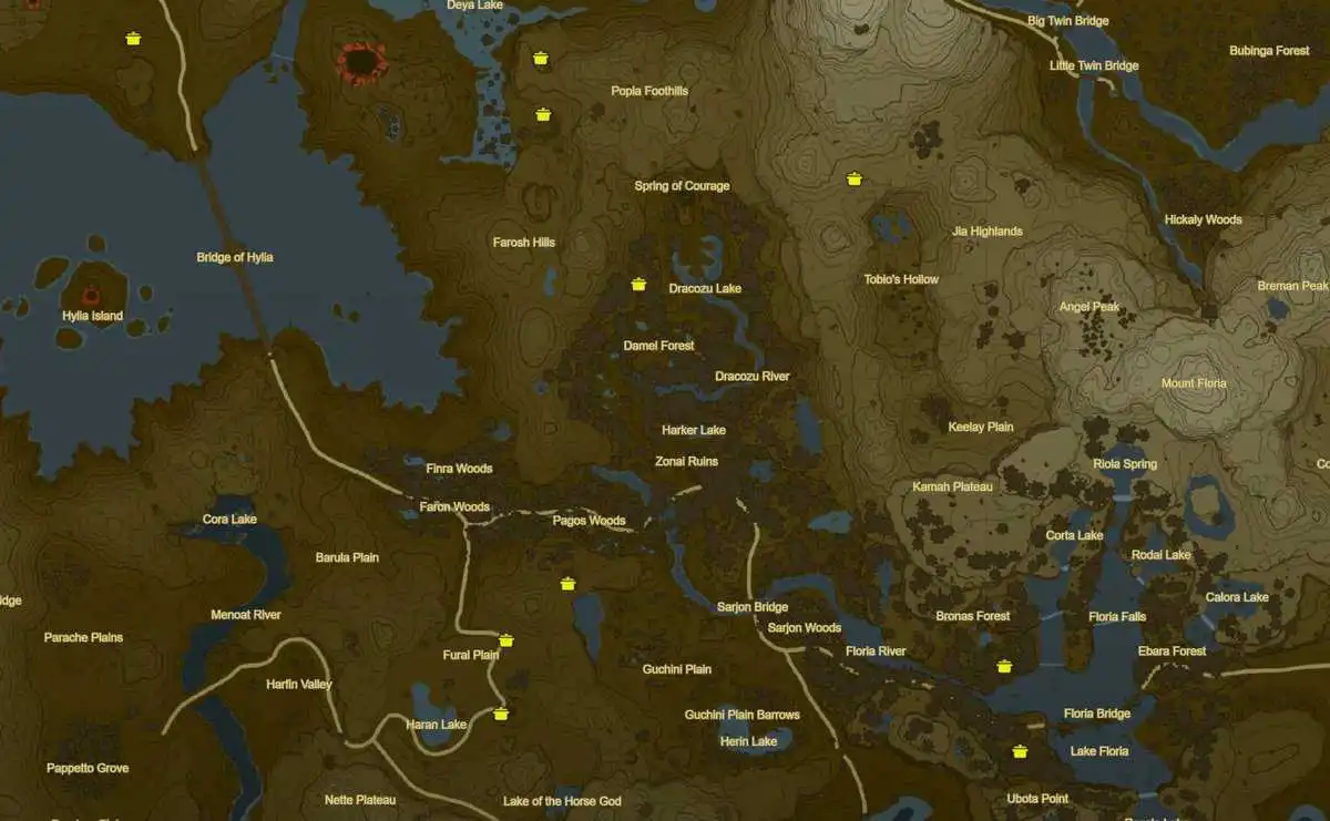 Emplacements des marmites dans Zelda TotK
