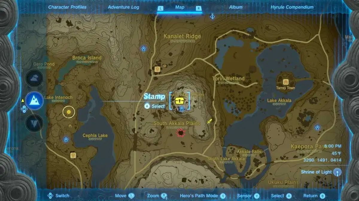 Zelda: Tears Of The Kingdom Emplacement de l'ensemble d'armure de divinité féroce