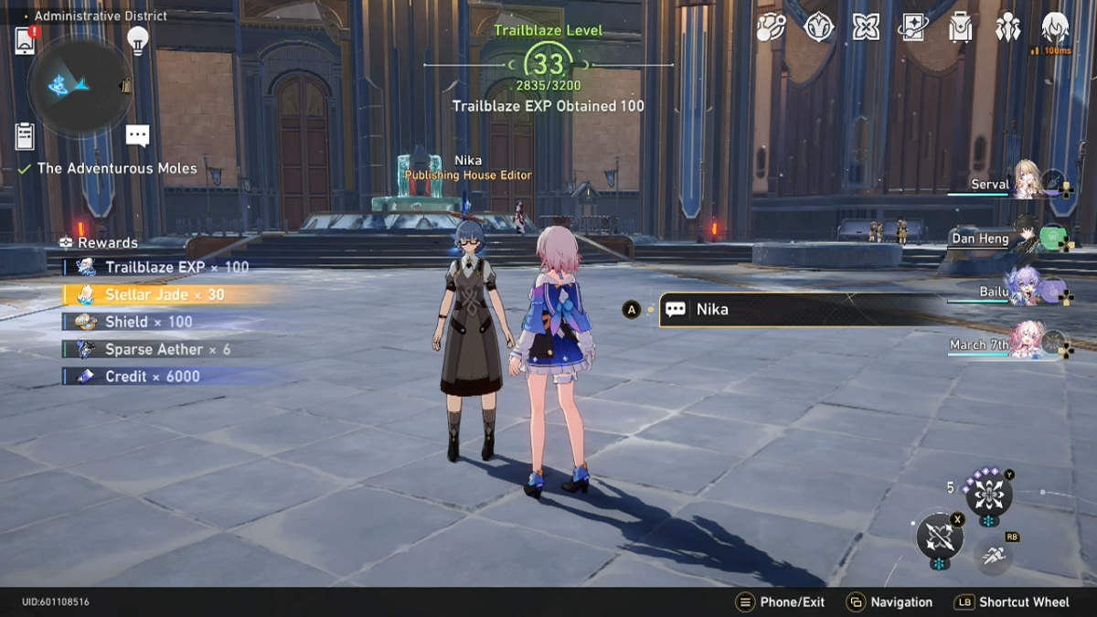 Honkai Star Rail Les taupes aventureuses Nika dans le district administratif