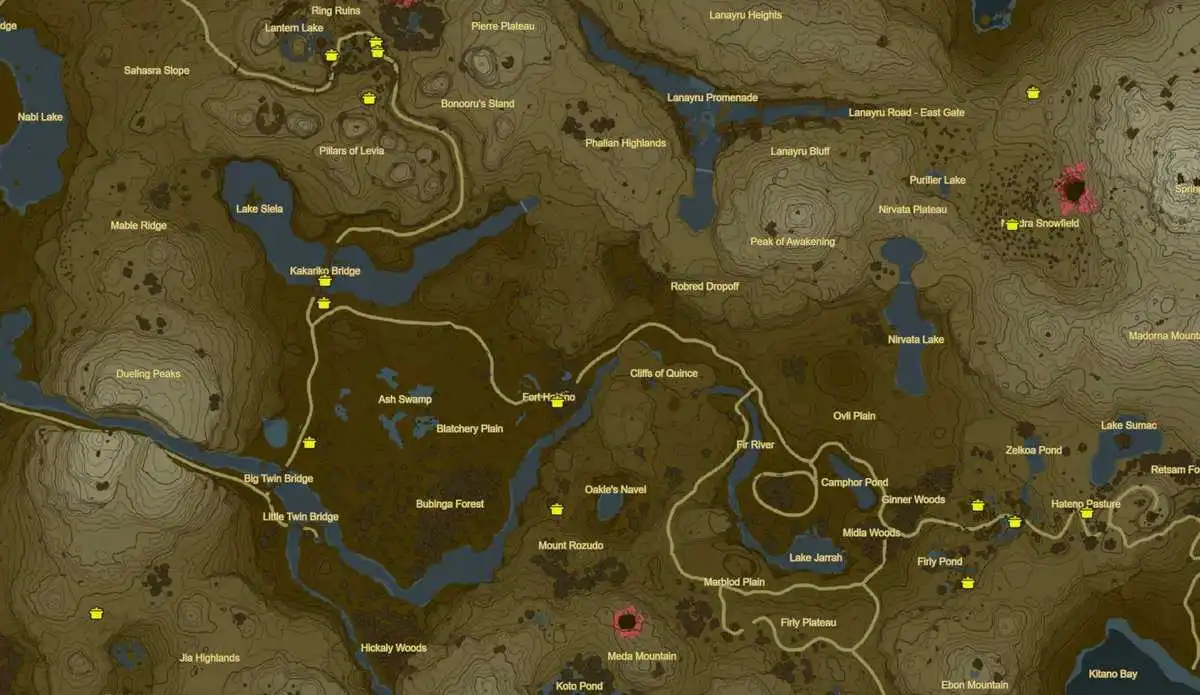 Emplacements des marmites dans Zelda TotK