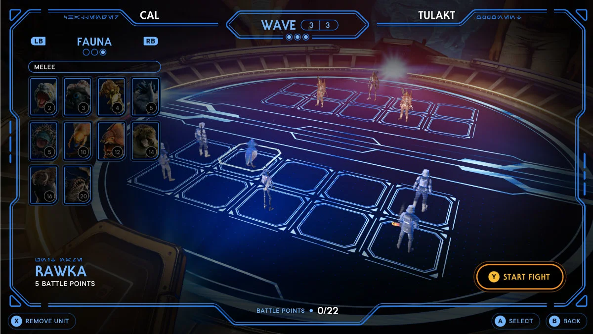 Star Wars Jedi Survivor Comment battre Tulakt Wave 1 2 3 Holotactics Halo Tactics