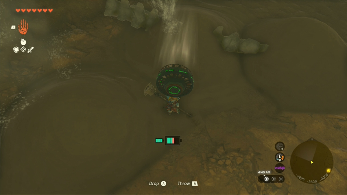 Totk Child Leviathan soufflant du sable sur le morceau de queue