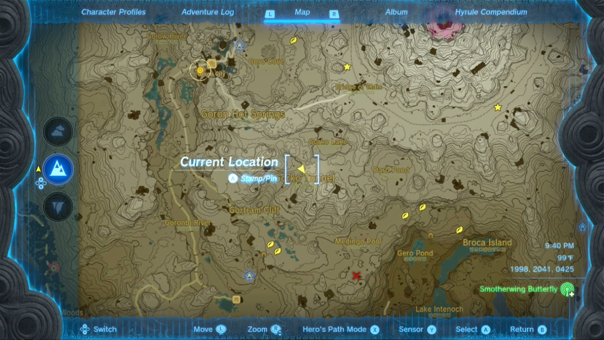 Carte de localisation du tunnel Totk Simmerstone Springs Gorko
