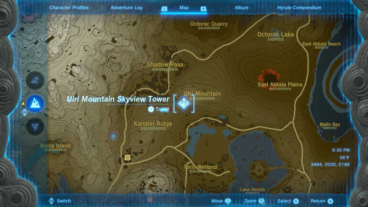 zelda les larmes du royaume ulri montagne skyview tour emplacement
