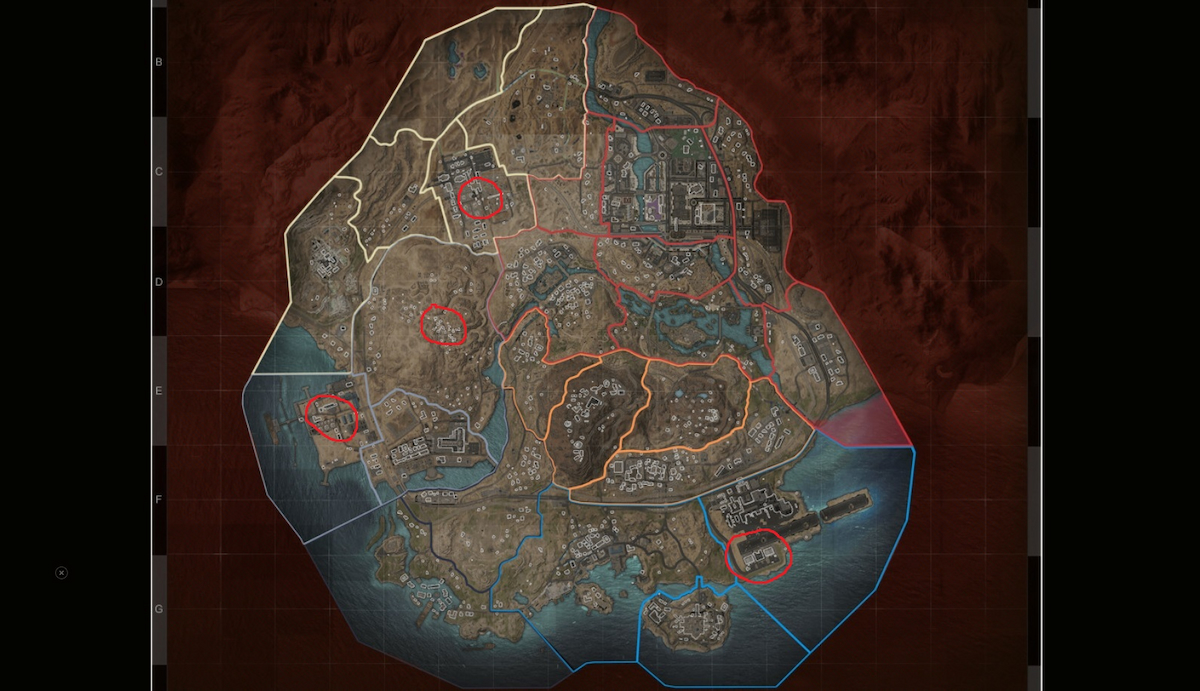 Carte de la zone de guerre avec les emplacements de carburant lourd marquésComment obtenir et utiliser du carburant lourd pour hacheur dans la DMZ