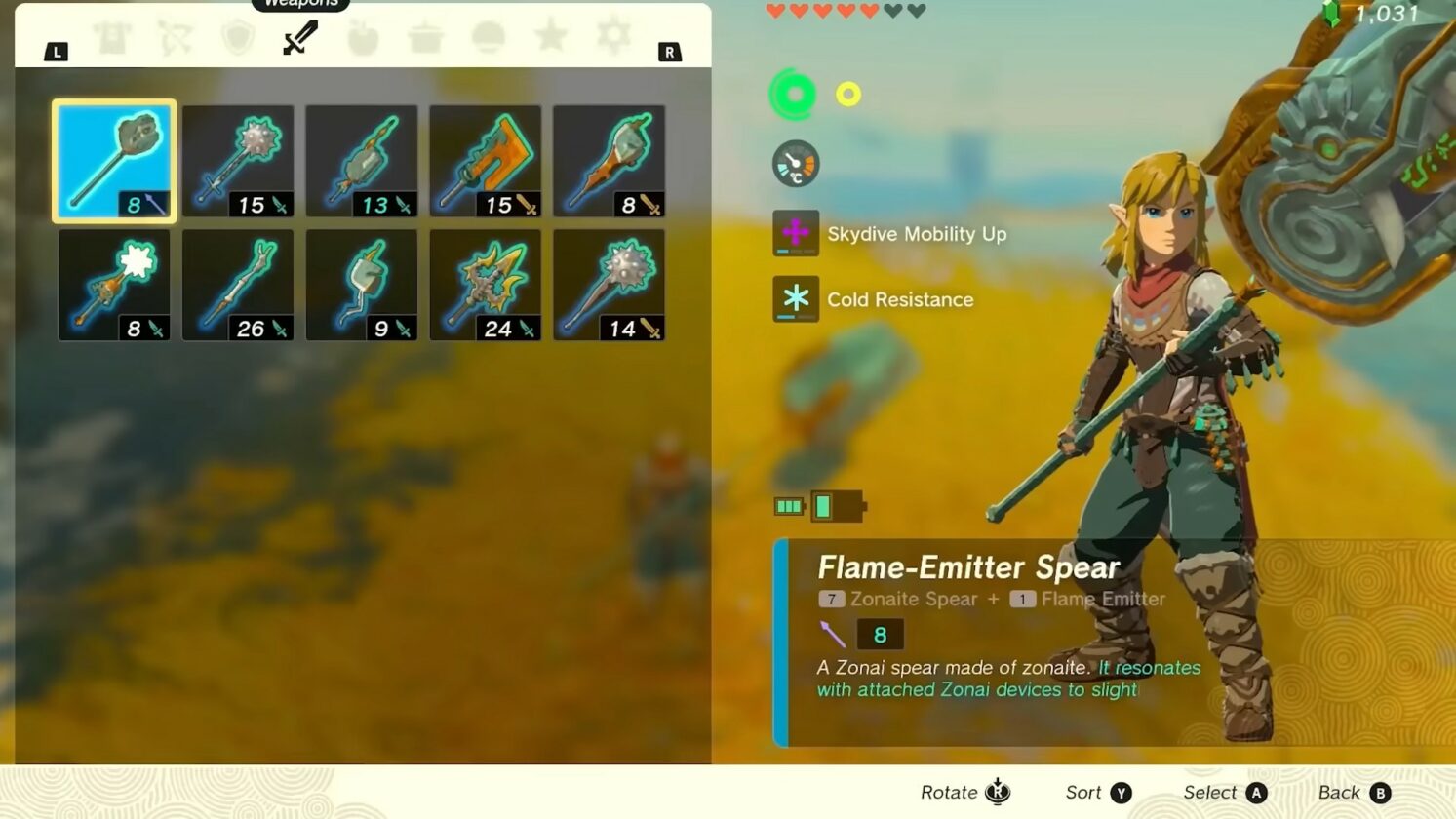 Meilleures premières armes de Zelda: Tears Of The Kingdom