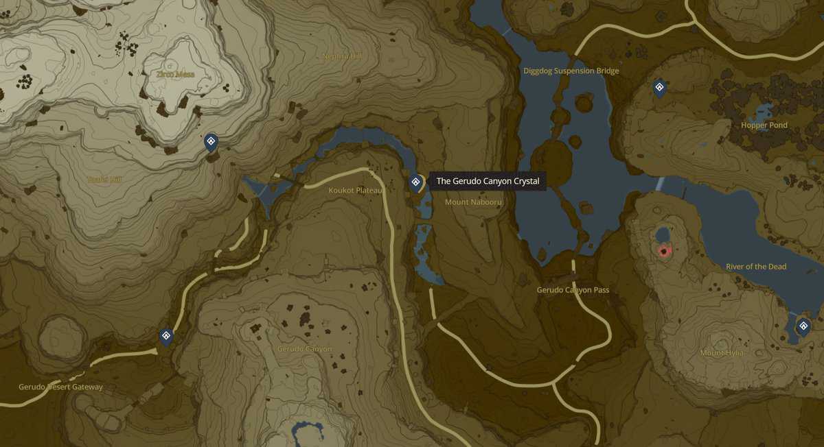 emplacement du cristal de zelda totk gerudo canyon