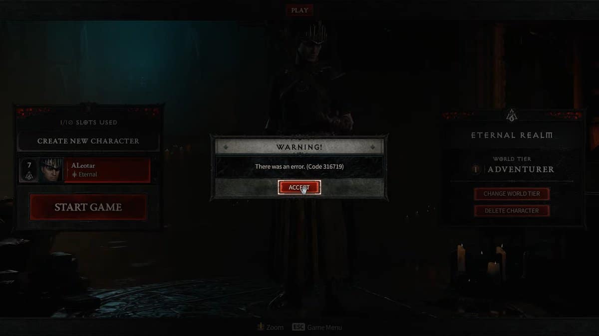 Comment réparer le code d'erreur 316719 - Diablo 4