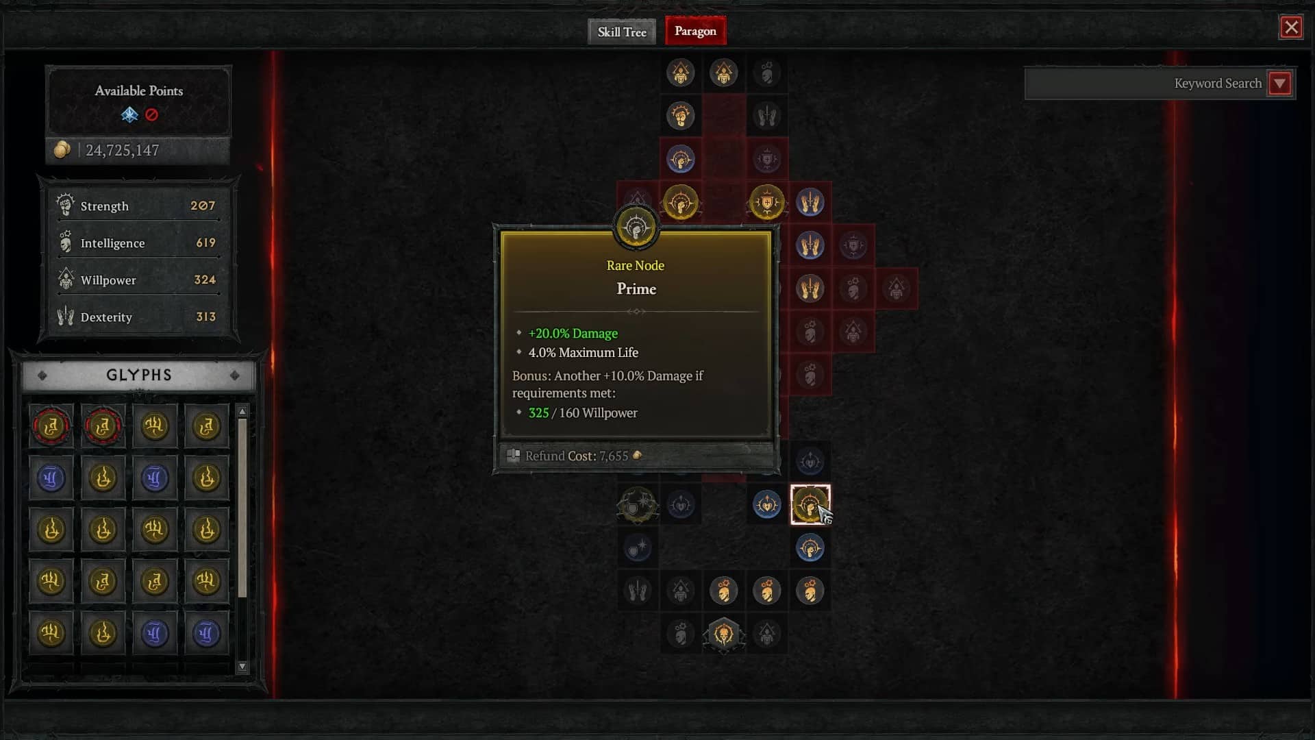 Tableau Nécromancien Paragon - Diablo 4