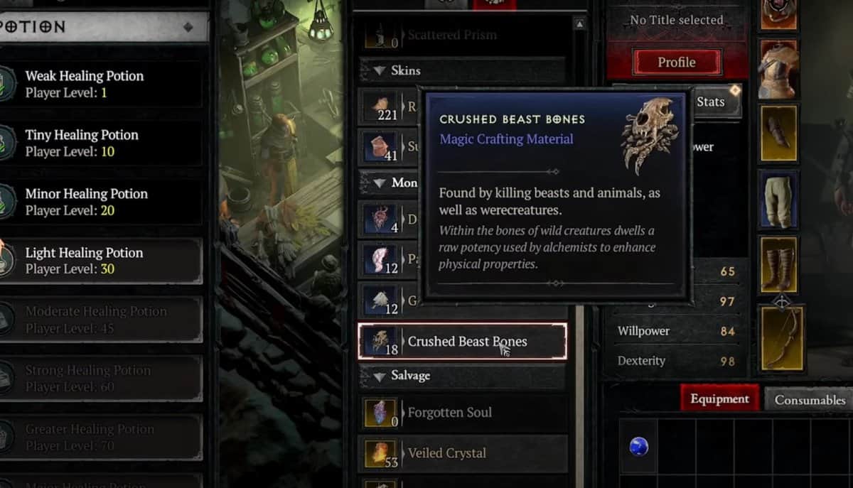 Comment obtenir des os de bête écrasée - Diablo 4
