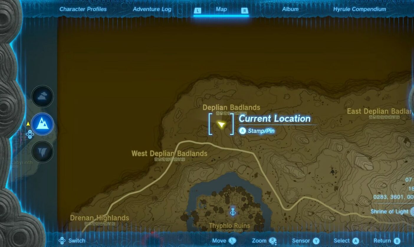 Deplian Badlands Cave Emplacement de la lance de l'habitant de la forêt dans Zelda TotK