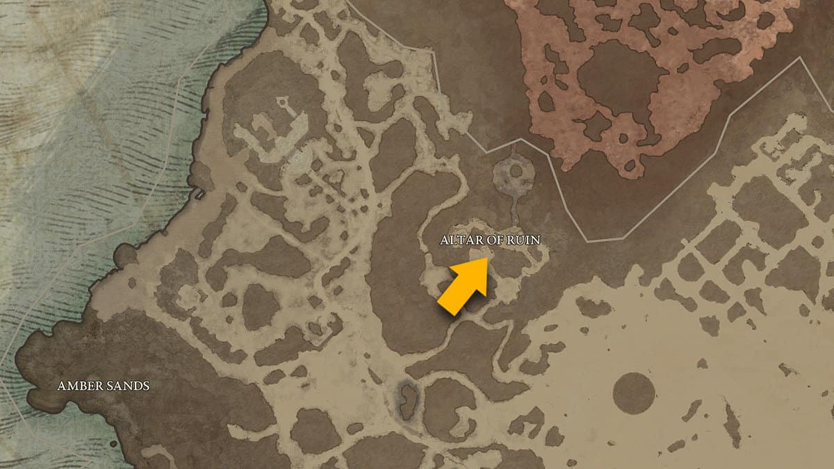Emplacement de la carte de la forteresse de l'autel de la ruine dans Diablo 4