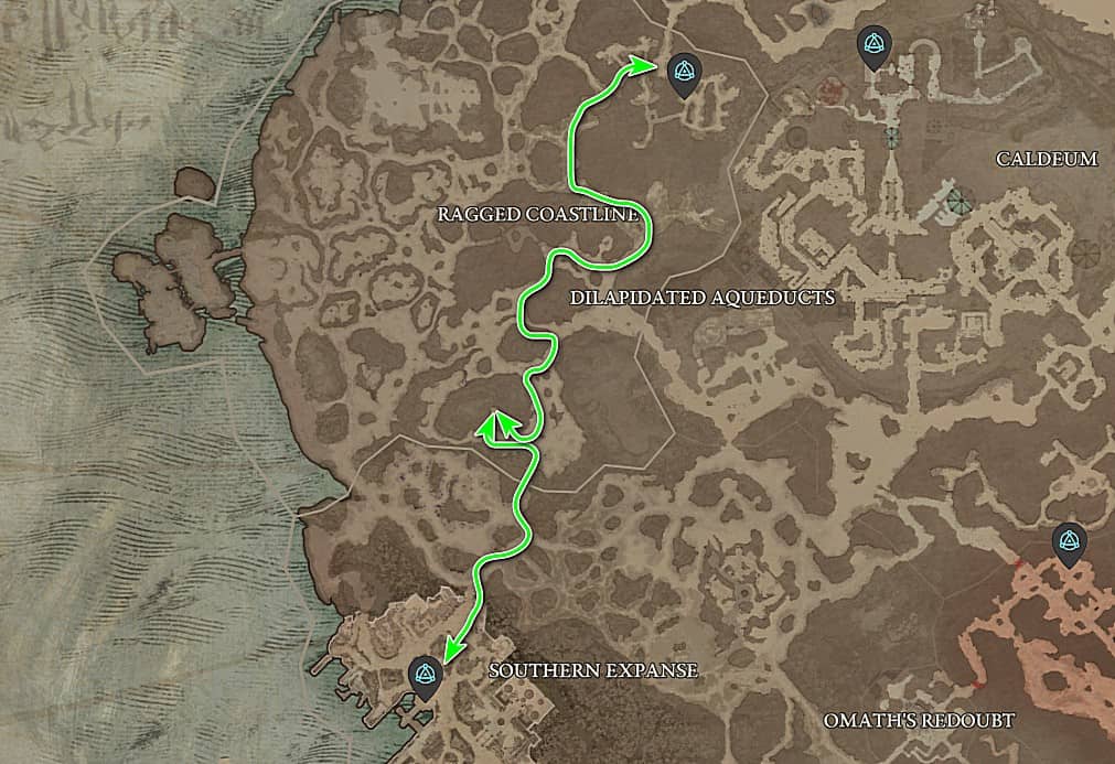 Emplacement du donjon de la grotte corrompue dans Diablo 4