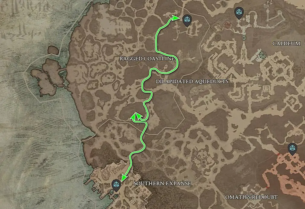 Emplacement du donjon de la grotte corrompue dans Diablo 4