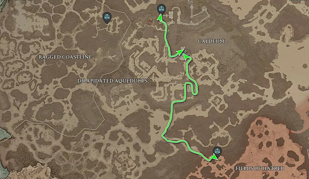 Emplacement de la carte de la cathédrale des croisés dans Diablo 4