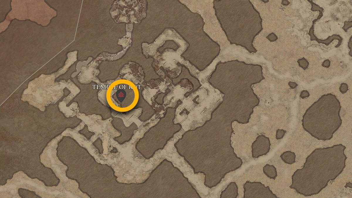 Emplacement de la forteresse du temple de la pourriture dans Diablo 4