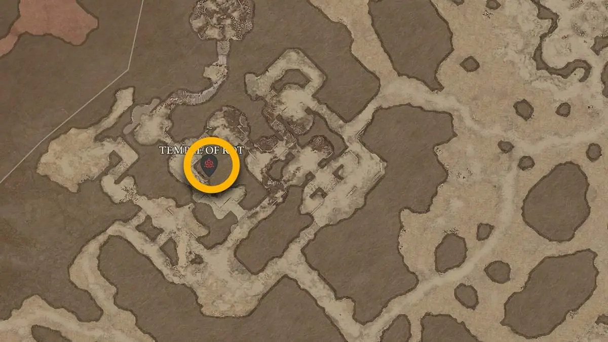 Emplacement de la forteresse du temple de la pourriture dans Diablo 4