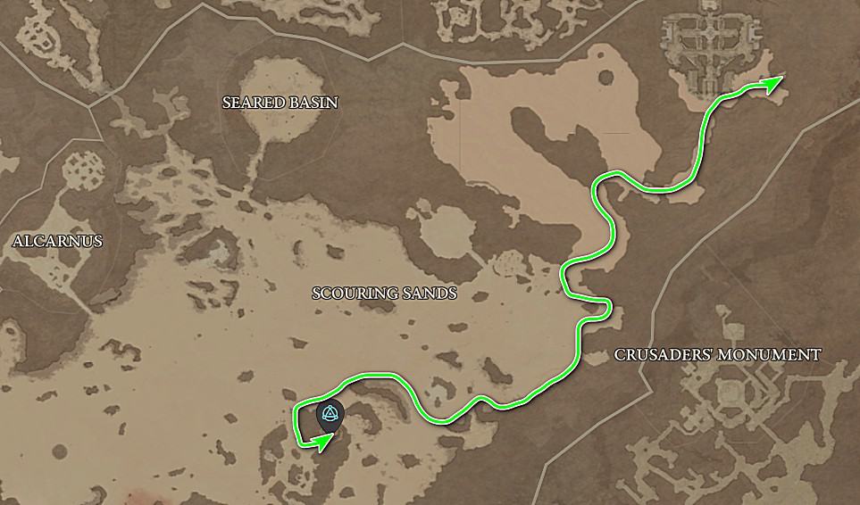 Emplacement du donjon Fading Echo dans Diablo 4
