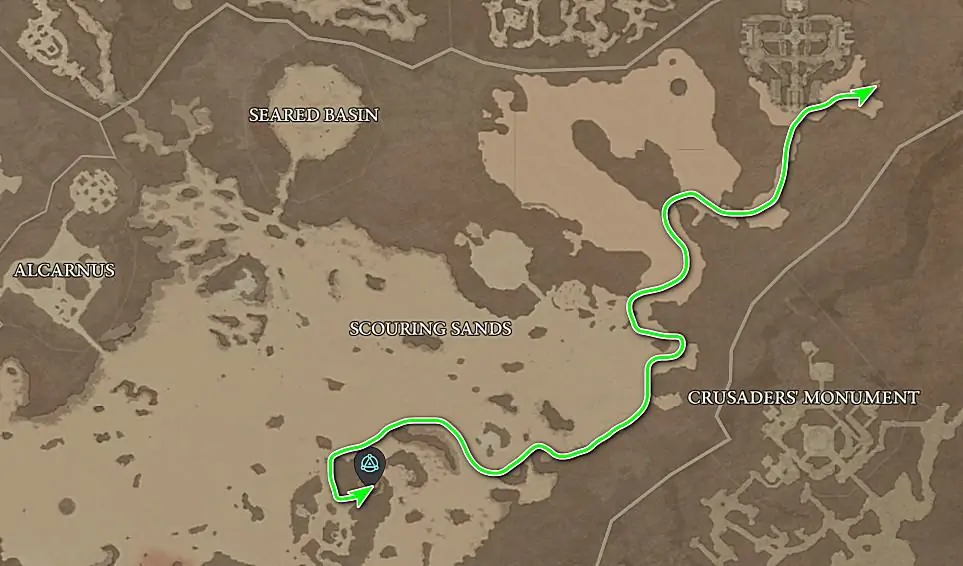 Emplacement du donjon Fading Echo dans Diablo 4