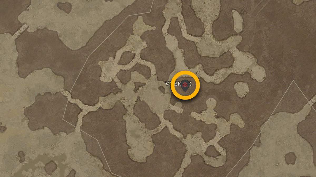 Emplacement de la forteresse de Vyeresz dans Diablo 4