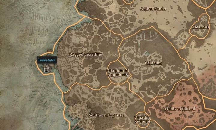 Emplacement de la carte du Conseil des chevaliers dans Diablo 4