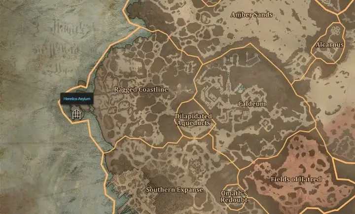 Emplacement de la carte du Conseil des chevaliers dans Diablo 4