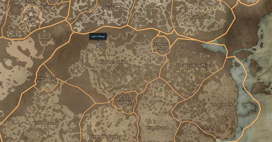 Emplacement du boss du Knight Council dans Diablo 4