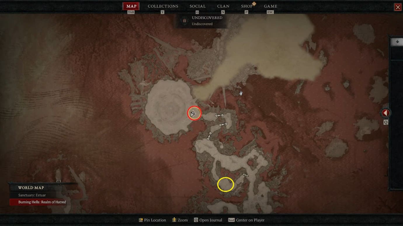 Emplacements de la carte Ninsa dans Diablo