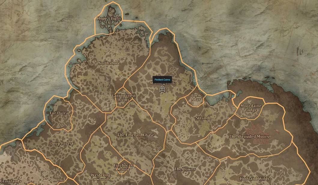 Emplacement de la carte Wretched Delve dans Diablo 4