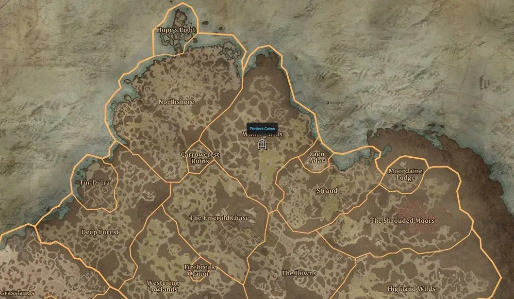 Emplacement de la carte Wretched Delve dans Diablo 4