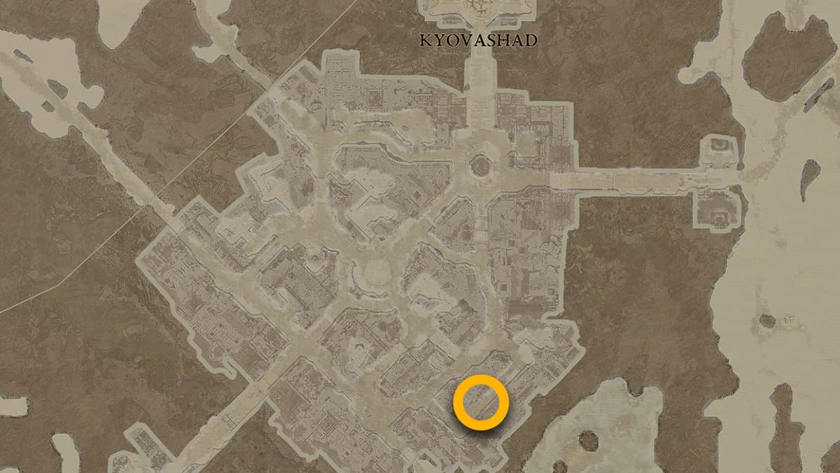 Emplacement de la carte du pourvoyeur de curiosités dans Kyovashad Diablo 4.