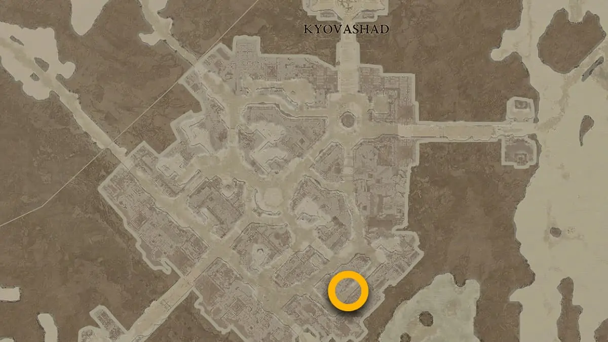 Emplacement de la carte du pourvoyeur de curiosités dans Kyovashad Diablo 4.