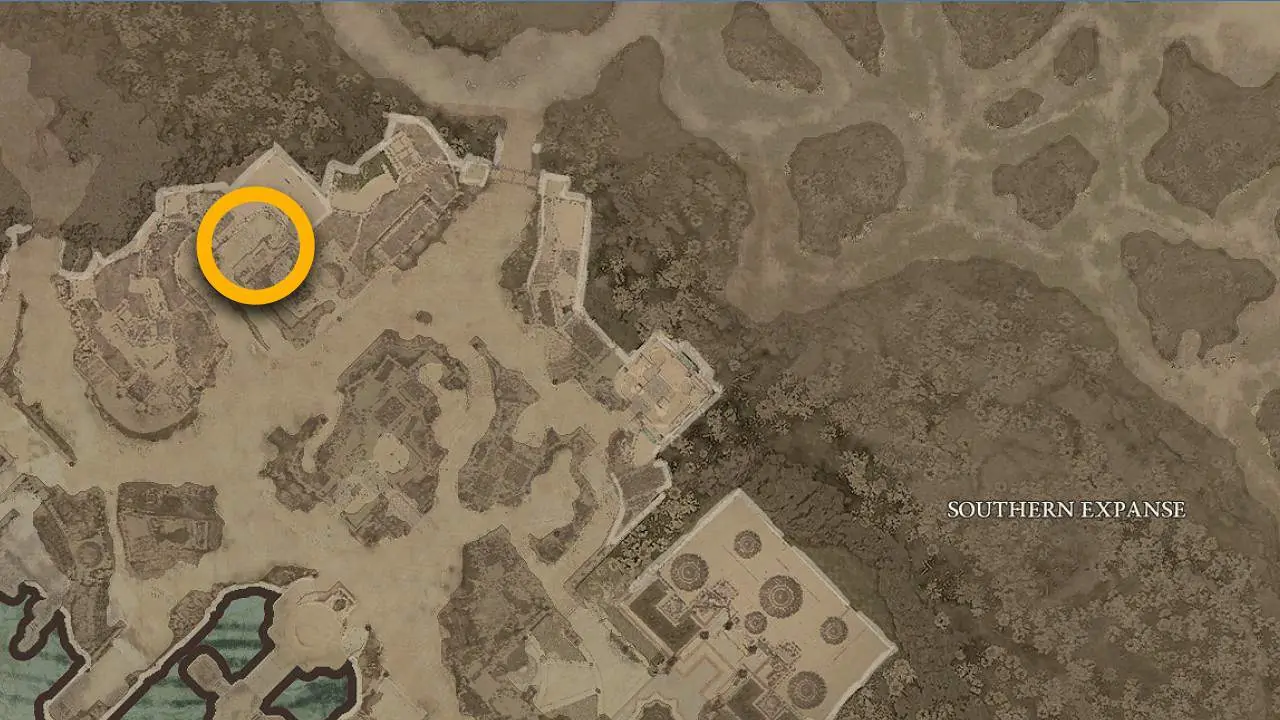 Emplacement de la carte Southern Expanse Purveyor of Curiosity dans Diablo 4