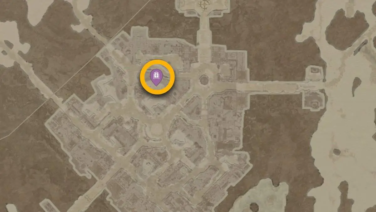 Emplacement de la carte de la garde-robe de Diablo 4 à Kyovashad pour transmogrifier l'équipement