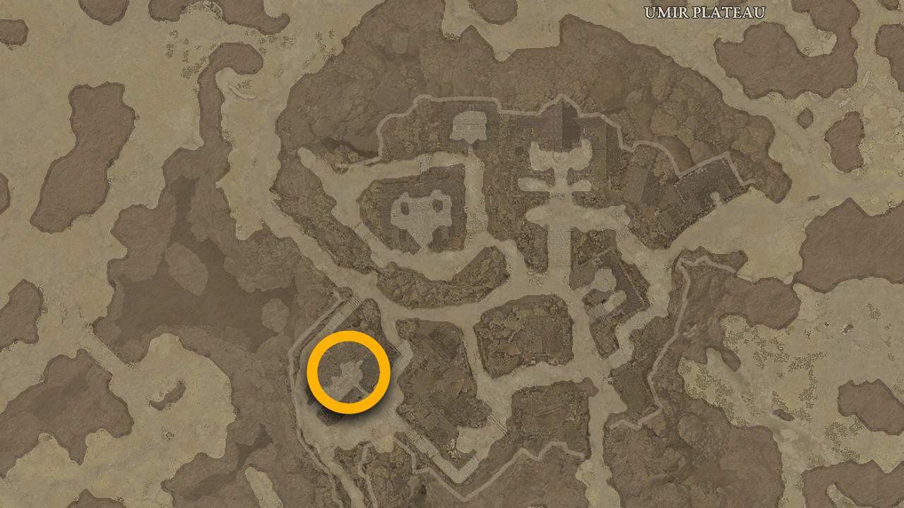 Emplacement de la carte du fournisseur de curiosité du plateau d'Umir dans Diablo 4