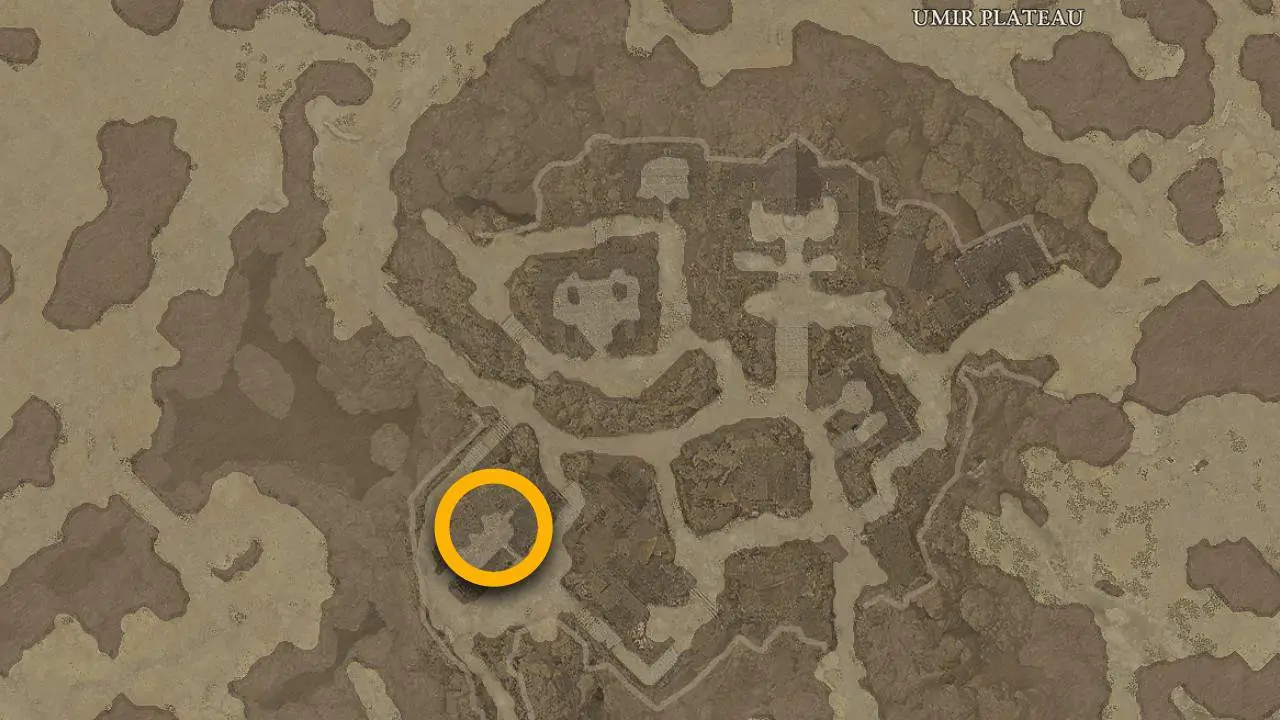 Emplacement de la carte du fournisseur de curiosité du plateau d'Umir dans Diablo 4