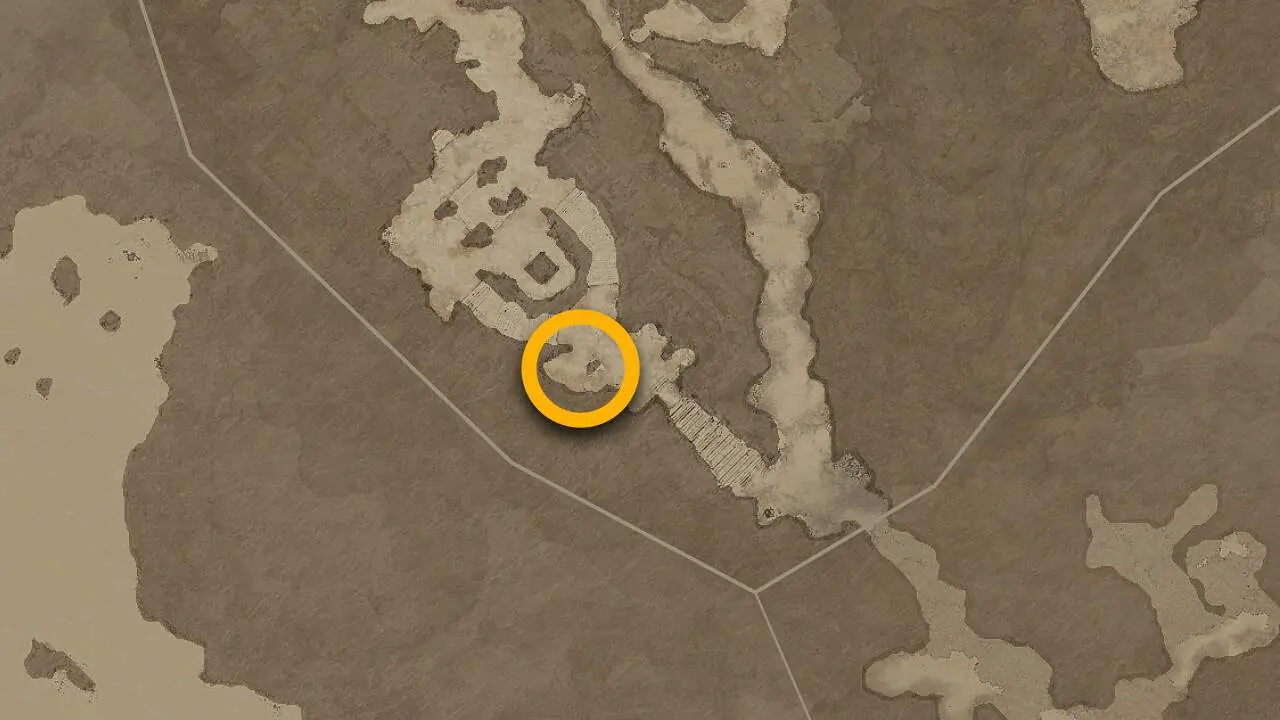 Emplacement de la carte Untamed Scarps Purveyor of Curiosity dans Diablo 4