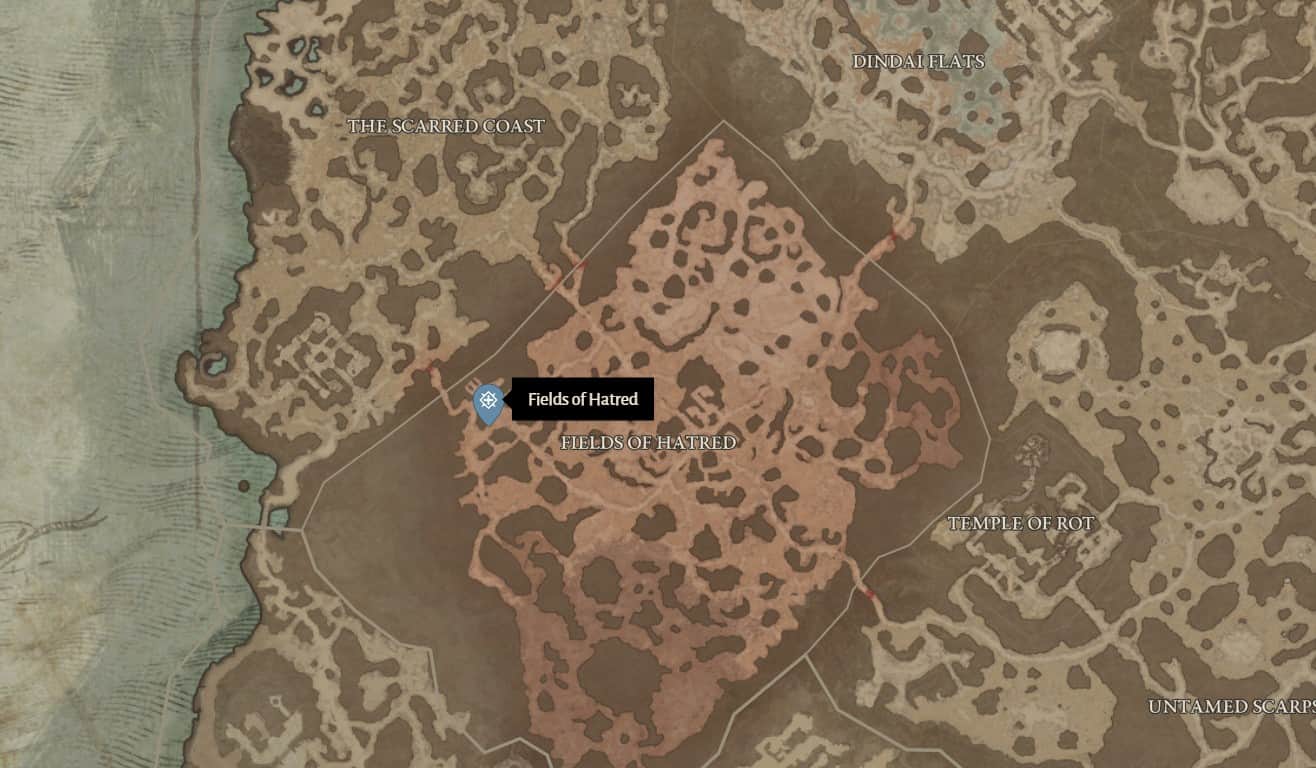Emplacement des champs de la haine dans Diablo 4