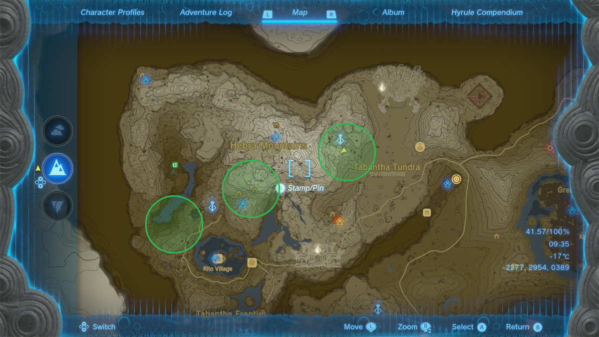 Hebra Chillshroom, Carte