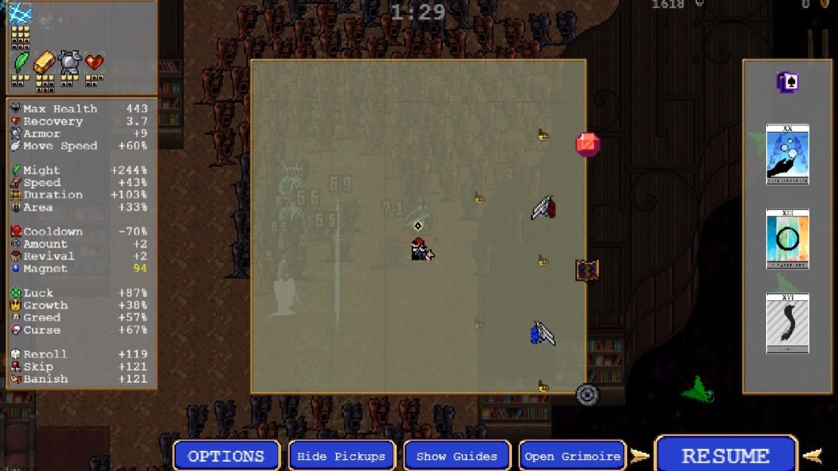Comment obtenir et utiliser la relique Chaos Rosalia dans Vampire Survivors Location 2