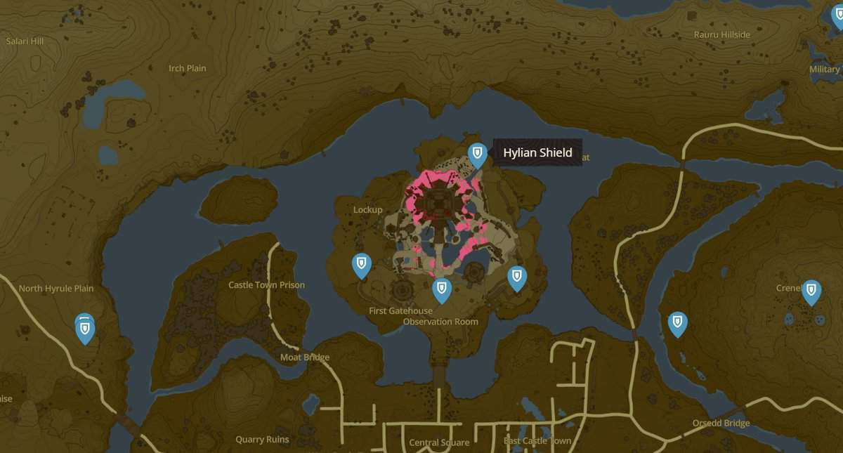 Emplacement du bouclier Hylian dans Zelda TotK