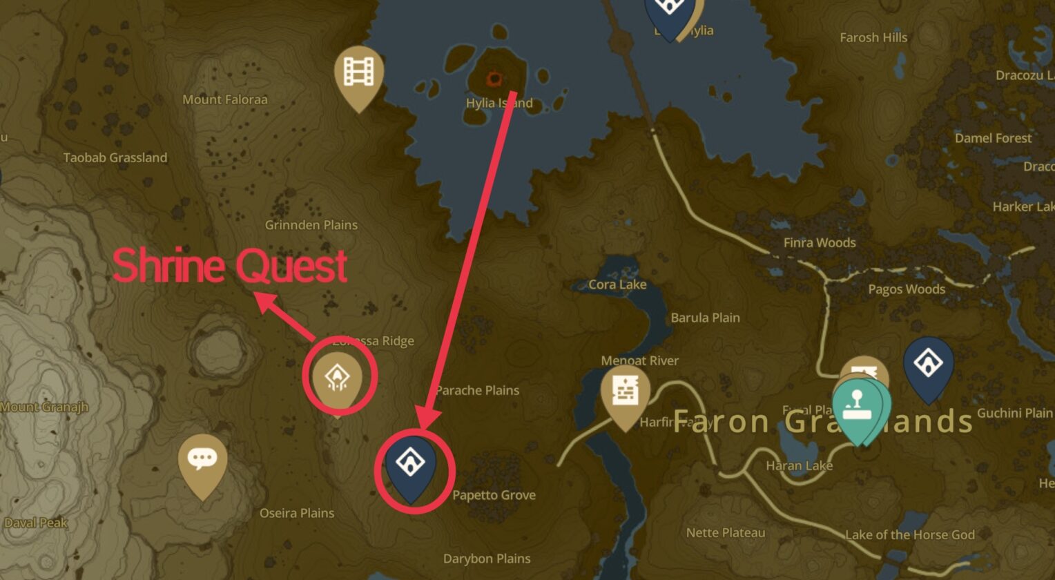 Emplacement du sanctuaire Ishokin dans Zelda TotK