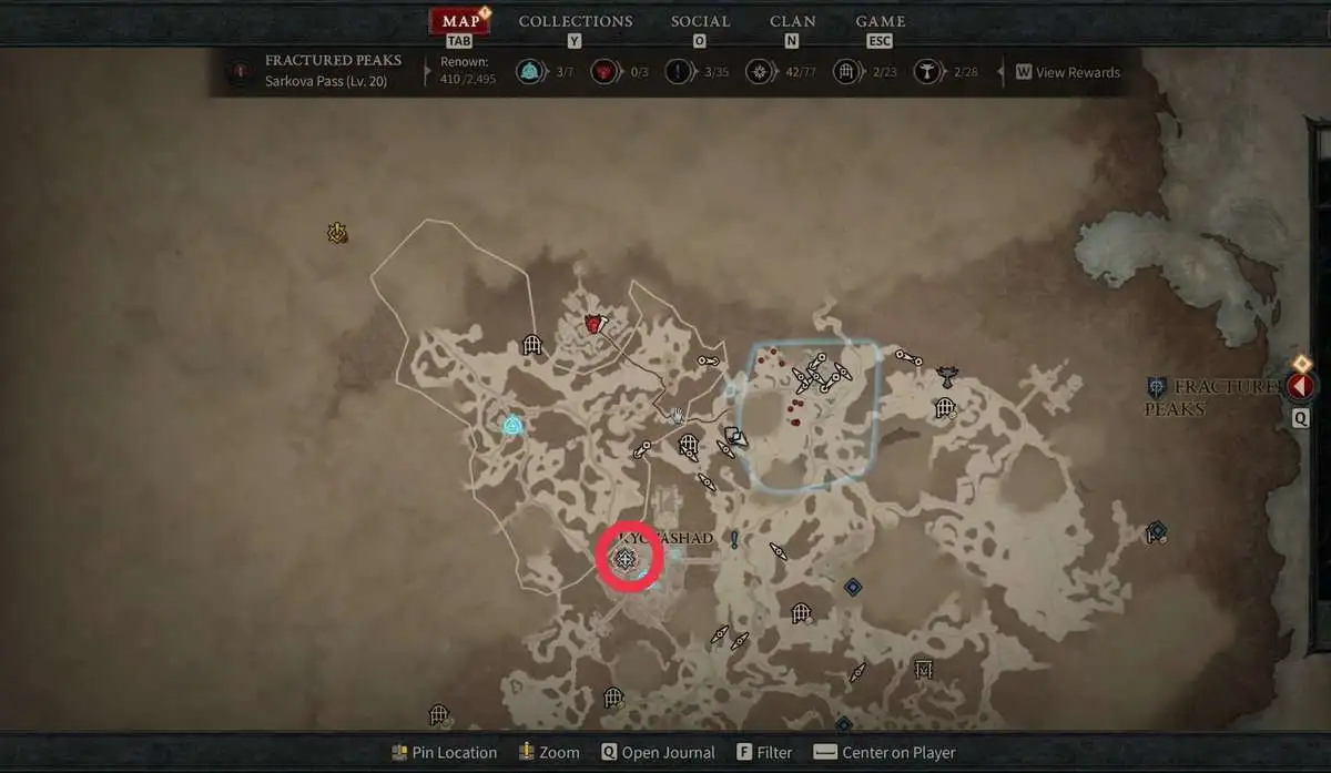 Emplacement de la bijouterie dans Diablo 4