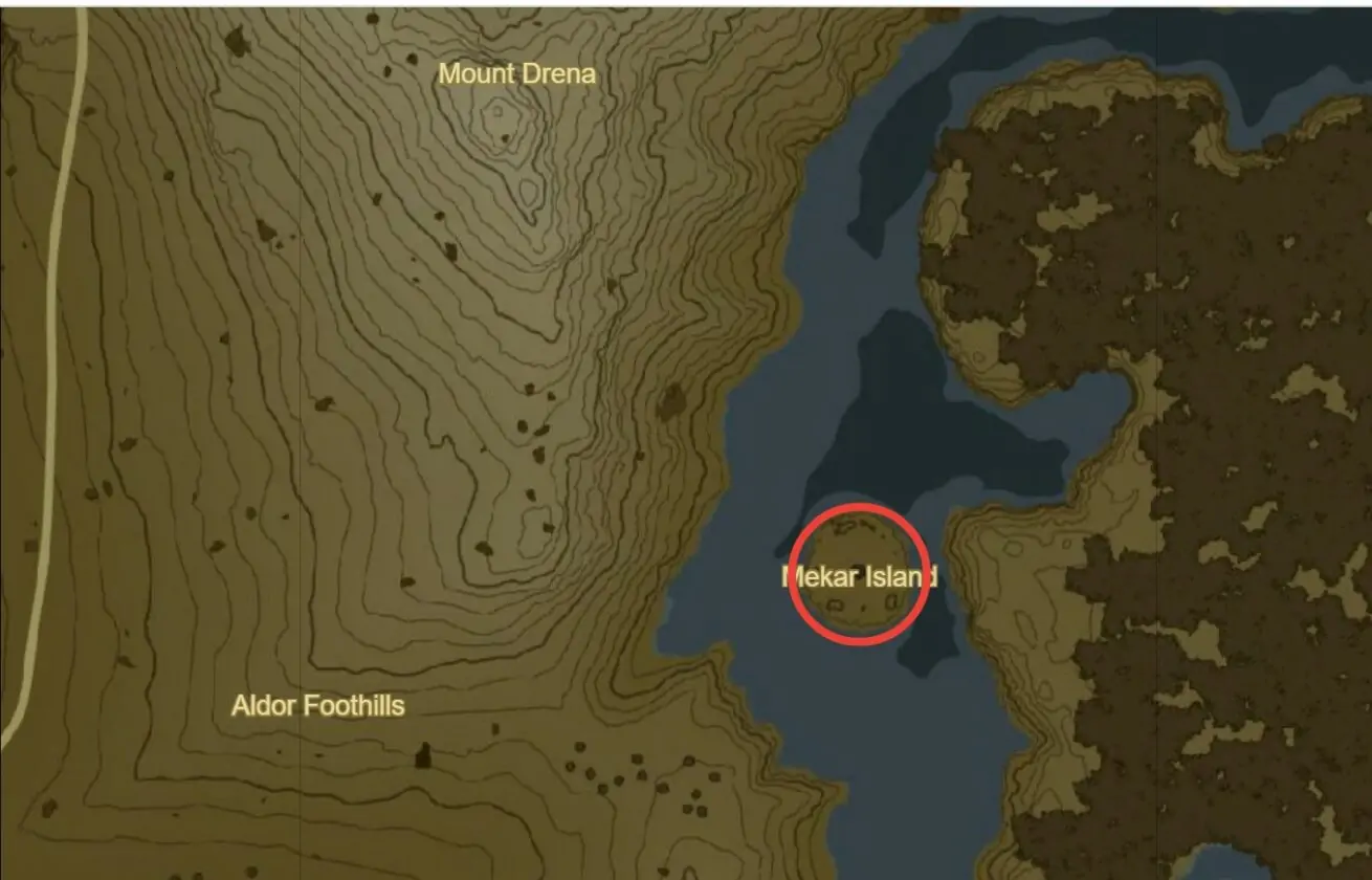 Emplacement de la lance de l'habitant de la forêt de l'île de Mekar dans Zelda TotK