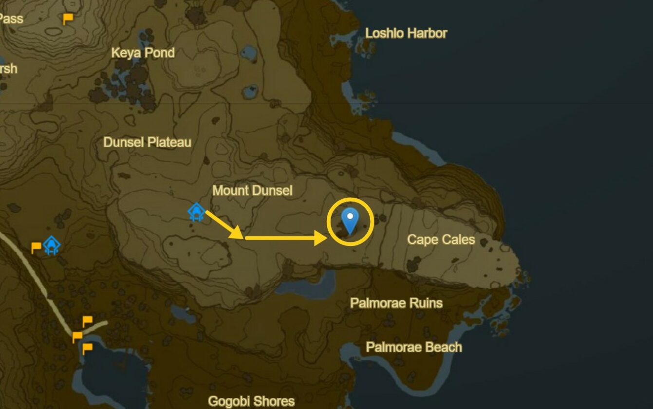 Emplacement Royal Halberd à Cape Cales dans Zelda TotK