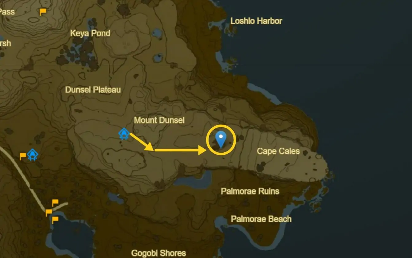 Emplacement Royal Halberd à Cape Cales dans Zelda TotK